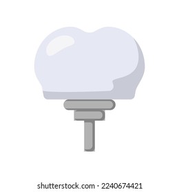 Tooth implant vector illustration. Cartoon drawing of tooth with screw isolated on white background. Oral or dental hygiene, medicine, care concept