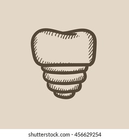 Tooth implant vector sketch icon isolated on background. Hand drawn Tooth implant icon. Tooth implant sketch icon for infographic, website or app.