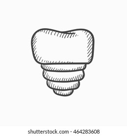 Tooth implant vector sketch icon isolated on background. Hand drawn Tooth implant icon. Tooth implant sketch icon for infographic, website or app.