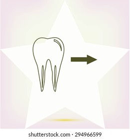 Tooth  indicates the direction. icon. 