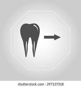 Tooth  indicates the direction. icon. vector
