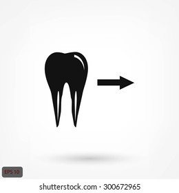 Tooth  indicates the direction. icon. vector