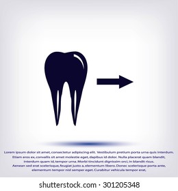 Tooth  indicates the direction. icon. vector