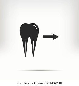 Tooth  indicates the direction. icon. vector