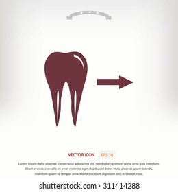 Tooth  indicates the direction. icon. vector