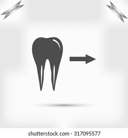 Tooth  indicates the direction. icon. vector