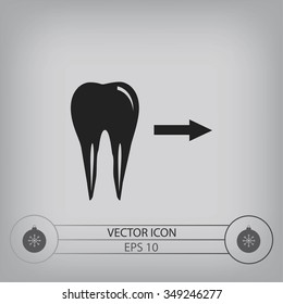 Tooth  indicates the direction. icon. vector