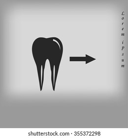Tooth  indicates the direction. icon. vector