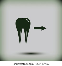 Tooth  indicates the direction. icon. vector