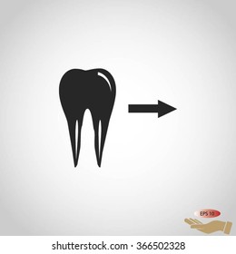 Tooth  indicates the direction. icon. vector