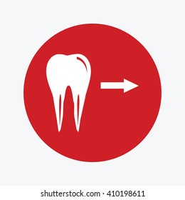 Tooth  indicates the direction. icon. vector