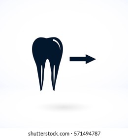 Tooth indicates the direction. icon. vector, flat design best vector icon