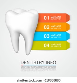 Tooth information with numbering. Dentistry info medical art creative. Vector Illustration
