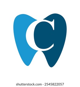 Tooth with initial letter C logo design vector illustration template white background