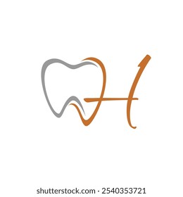 Tooth with initial letter H logo design vector illustration template dental icon