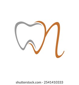 Dente com letra inicial N logotipo modelo de ilustração vetorial 