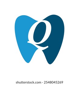 Tooth with initial letter Q logo design vector illustration template white background