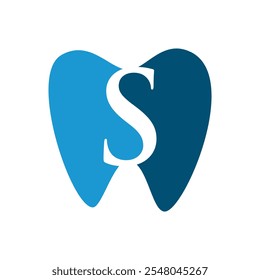 Tooth with initial letter S logo design vector illustration template white background