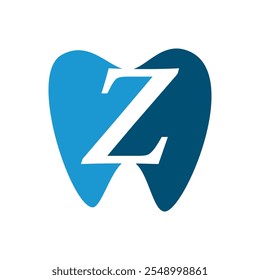 Tooth with initial letter Z logo design vector illustration template white background