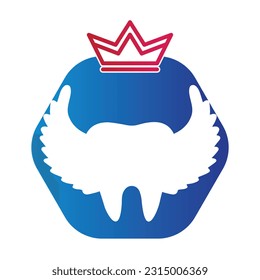 Tooth inside a shape of hexagon with crown icon vector