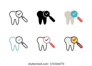 tooth inspect icon vector illustration with different style design. isolated on white background