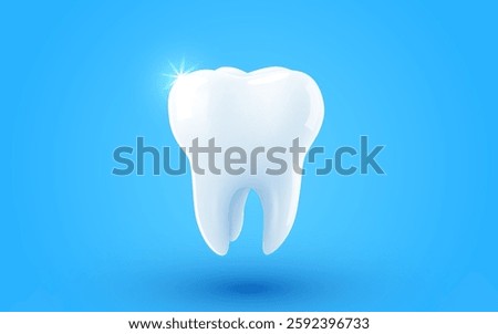 Tooth isolated on blue background. Dentistry concept. Vector illustration