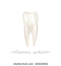 Tooth isolated on the white background.  Vector illustration. Dentistry symbol.
