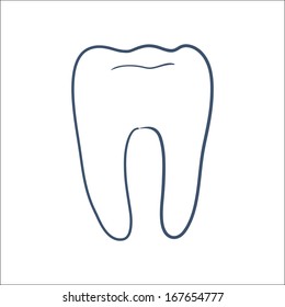 Tooth isolated on white. Sketch vector element for medical or health care design