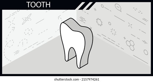 Tooth isometric design icon. Vector web illustration. 3d colorful concept