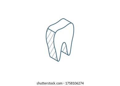 tooth isometric icon. 3d vector illustration. Isolated line art technical drawing. Editable stroke