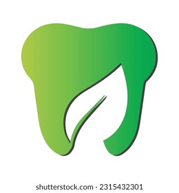 Tooth and leaf logo design vector illustration