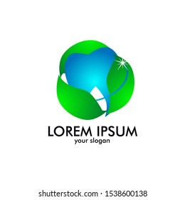 tooth with leaf logo icon for dentist symbol