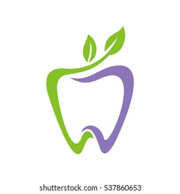 Tooth and Leaf Logo Template Illustration Design. Vector EPS 10.