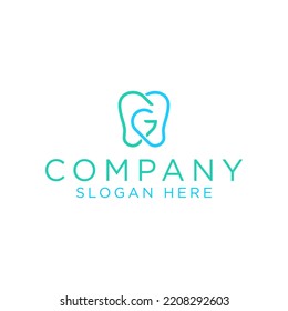 tooth and letter g logo icon and vector