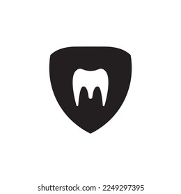 tooth or letter M shield monster illustration.