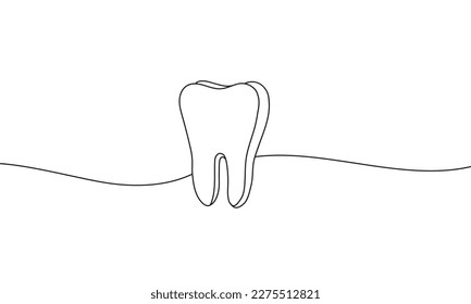 Dibujo de línea dental sobre fondo blanco. Ilustración del vector