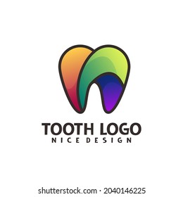 Tooth Line art Logo Gradient Colorful