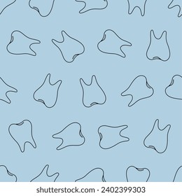 Tooth line art seamless pattern. Suitable for backgrounds, wallpapers, fabrics, textiles, wrapping papers, printed materials, and many more. Editable vector.