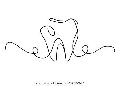 Tooth Line Drawing for Dental and Oral Health