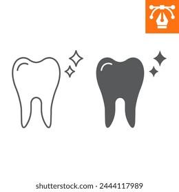 Tooth line and glyph icon, outline style icon for web site or mobile app, dentistry and healthcare, healthy teeth vector icon, simple vector illustration, vector graphics.