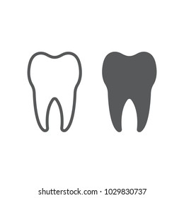 Tooth line and glyph icon, stomatology and dental, healthy dent sign vector graphics, a linear pattern on a white background, eps 10.