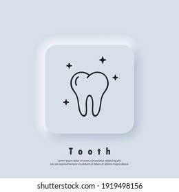 Tooth line icon. Dental clinic logo. Vector EPS 10. UI icon. Neumorphic UI UX white user interface web button. Neumorphism