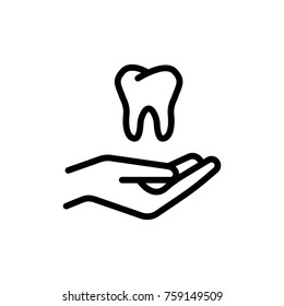 Tooth line icon. High quality black outline logo for web site design and mobile apps. Vector illustration on a white background.