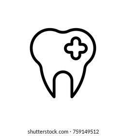 Tooth line icon. High quality black outline logo for web site design and mobile apps. Vector illustration on a white background.