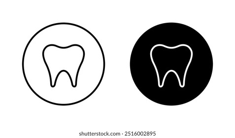 Ícone da linha de dente no círculo preto. Conceito de molares médicos