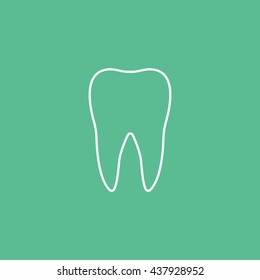 Tooth Line Icon On Green Background