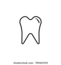 Tooth line icon, outline vector sign, linear style pictogram isolated on white. Stomatology, Oral medicine symbol, logo illustration. Editable stroke
