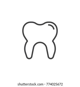 Tooth line icon, outline vector sign, linear style pictogram isolated on white. Dental care symbol, logo illustration. Editable stroke