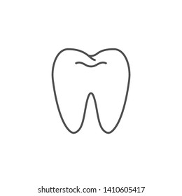 Tooth Line Icon. Tooth Line Related Vector Line Icon. Isolated on White Background. Editable Stroke.