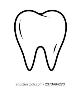 Icono del doodle lineal dental. Atención dental. Símbolo de tratamiento dental. Ortodoncia correctiva. 